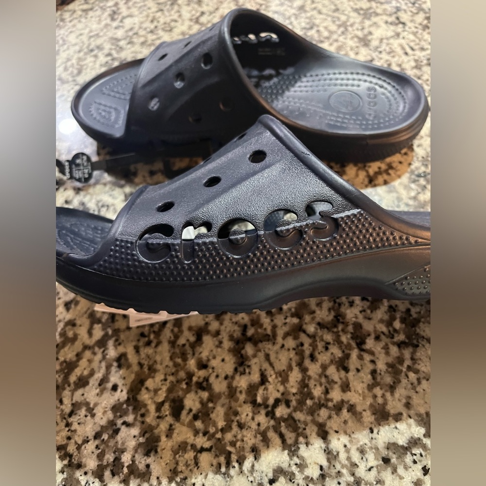 NWT unisex navy Crocs navy slide